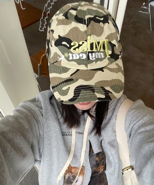 Teem Store(チームストア)の「【I MISS MY DOG】英文字刺繍キャップ 小顔効果(キャップ・レディース・ピンク/その他/ブラック/ネイビー・F)」の10枚目の写真