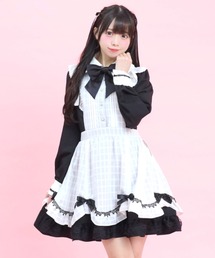 エプロン切り替えワンピース