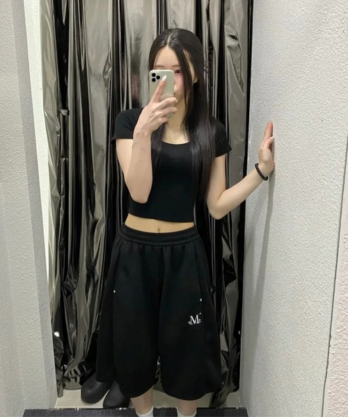 MUCENT(ムセント)の「【UNISEX】MUCENT/WEIRボタンハーフパンツ(スウェットパンツ・レディース・グレー/ブラック・FREE)」の9枚目の写真
