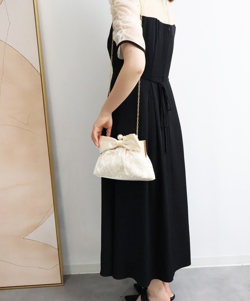 DRESS PLUS(ドレスプラス)の「リボン付きレースクラッチバッグ(クラッチバッグ・レディース・ブラック/ベージュ・フリー)」の5枚目の写真