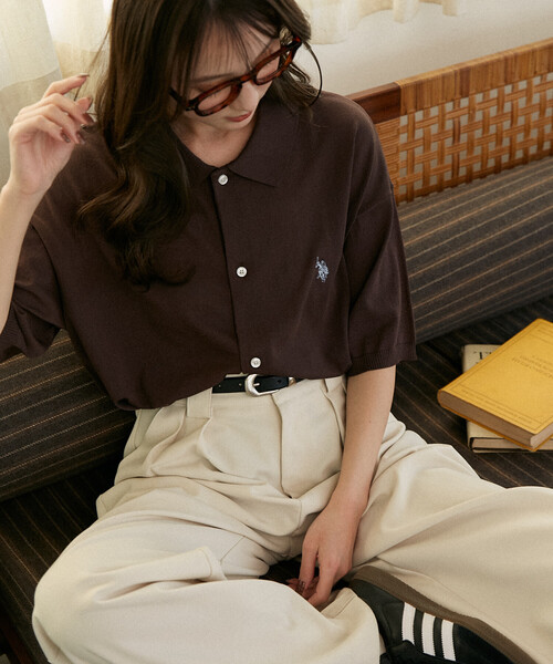U.S. POLO ASSN.(ユーエスポロアッスン)の「U.S. POLO ASSN. × PUBLUX/ユーエスポロアッスン <接触冷感>別注 ポロ サマーニット カーディガン 限定展開(カーディガン/ボレロ・メンズ・ネイビー/ブラウン/ブラック/グレー/チャコールグレー・SMALL/MEDIUM/LARGE)」の4枚目の写真