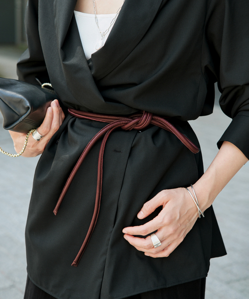VERMEIL par iena(ヴェルメイユパーイエナ)の「GIANI BELTS ジャンニ ベルト LambSkin Belts CINTURA FILO(ベルト・レディース・ブラック/レッド・FREE)」の2枚目の写真