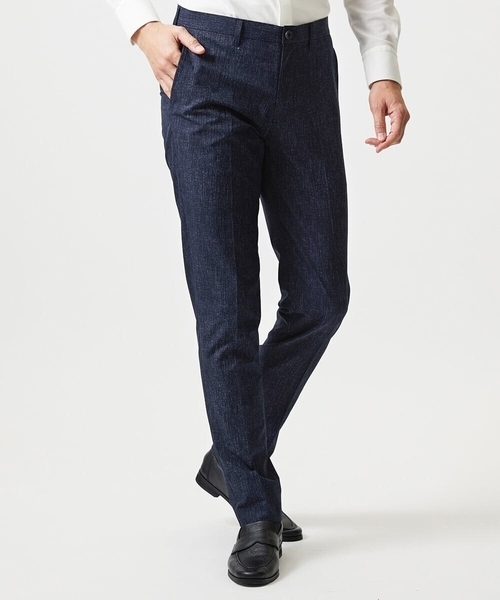 MICHEL KLEIN HOMME (ミッシェルクランオム)の「【セットアップ】メッシュプリントスラックスパンツ(スラックス・メンズ・ネイビー/ライトグレー・MEDIUM/LARGE/X-LARGE)」の2枚目の写真