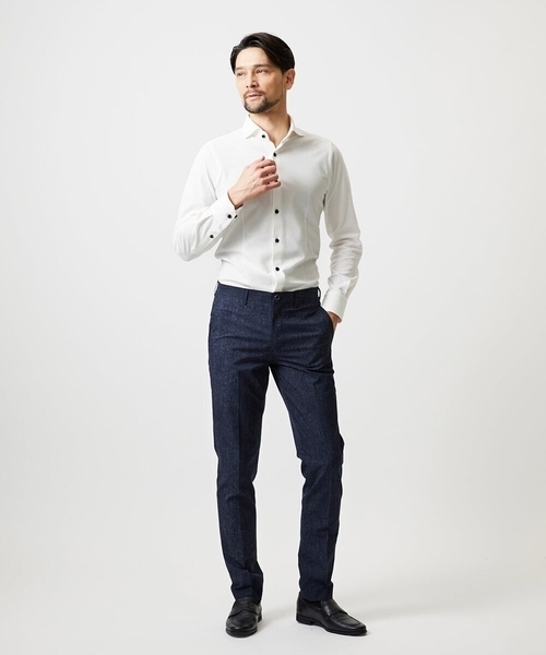 MICHEL KLEIN HOMME (ミッシェルクランオム)の「【セットアップ】メッシュプリントスラックスパンツ(スラックス・メンズ・ネイビー/ライトグレー・MEDIUM/LARGE/X-LARGE)」の4枚目の写真