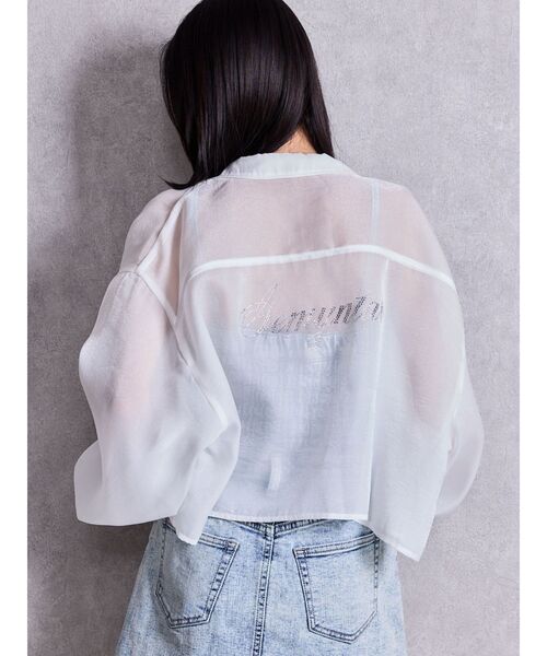 GYDA（ジェイダ）の「Gemyntar bijou SHEERシャツ（シャツ/ブラウス・レディース・ブラック/パープル/オフホワイト・FREE）」の2枚目の写真