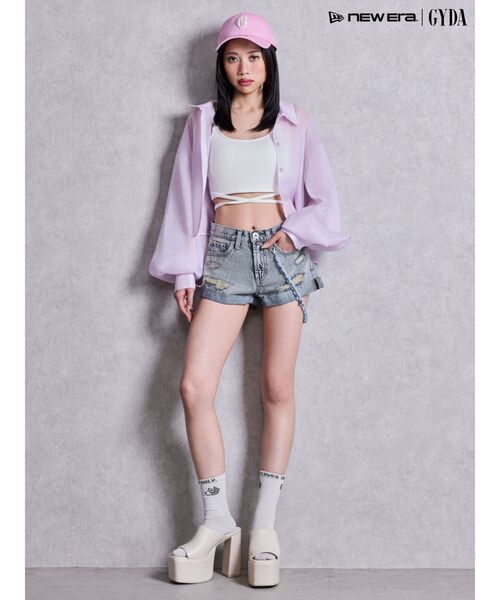 GYDA（ジェイダ）の「Gemyntar bijou SHEERシャツ（シャツ/ブラウス・レディース・ブラック/パープル/オフホワイト・FREE）」の9枚目の写真