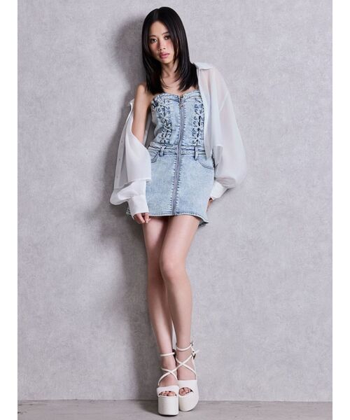 GYDA（ジェイダ）の「Gemyntar bijou SHEERシャツ（シャツ/ブラウス・レディース・ブラック/パープル/オフホワイト・FREE）」の15枚目の写真