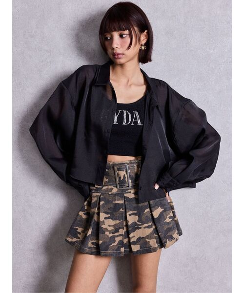 GYDA（ジェイダ）の「Gemyntar bijou SHEERシャツ（シャツ/ブラウス・レディース・ブラック/パープル/オフホワイト・FREE）」の17枚目の写真