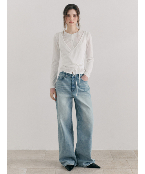 ETMON(エトモン)の「Wrap Cardigan T-Shirt, White(Tシャツ/カットソー・レディース・その他・F)」の6枚目の写真