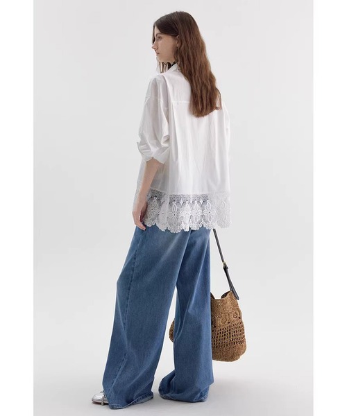 Fano Studios（ファノ ストゥディオズ）の「レースデザイン ドロップショルダー デザインシャツ FX26S136【Fano Studios】【2026SS】（シャツ/ブラウス・レディース・ホワイト・FREE）」の3枚目の写真
