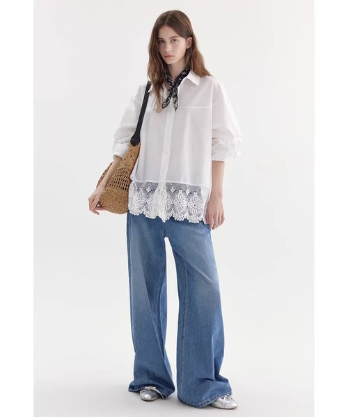 Fano Studios（ファノ ストゥディオズ）の「レースデザイン ドロップショルダー デザインシャツ FX26S136【Fano Studios】【2026SS】（シャツ/ブラウス・レディース・ホワイト・FREE）」の4枚目の写真