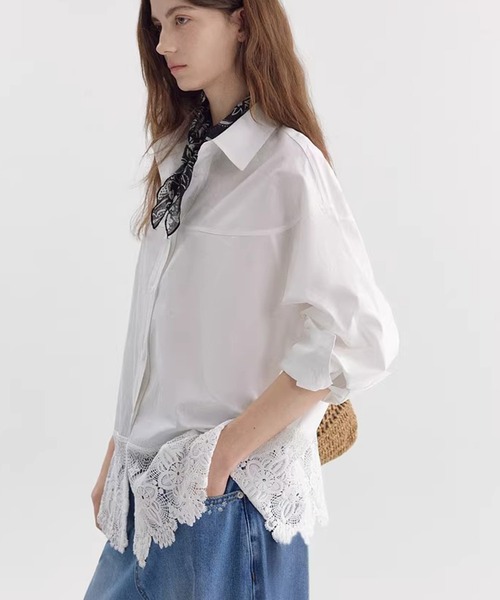 Fano Studios（ファノ ストゥディオズ）の「レースデザイン ドロップショルダー デザインシャツ FX26S136【Fano Studios】【2026SS】（シャツ/ブラウス・レディース・ホワイト・FREE）」の6枚目の写真