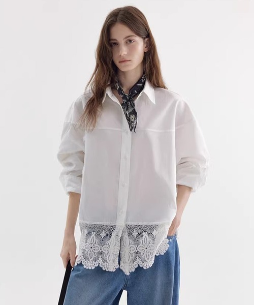 Fano Studios（ファノ ストゥディオズ）の「レースデザイン ドロップショルダー デザインシャツ FX26S136【Fano Studios】【2026SS】（シャツ/ブラウス・レディース・ホワイト・FREE）」の7枚目の写真
