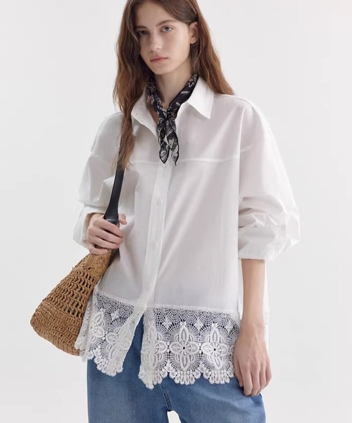 Fano Studios（ファノ ストゥディオズ）の「レースデザイン ドロップショルダー デザインシャツ FX26S136【Fano Studios】【2026SS】（シャツ/ブラウス・レディース・ホワイト・FREE）」の10枚目の写真