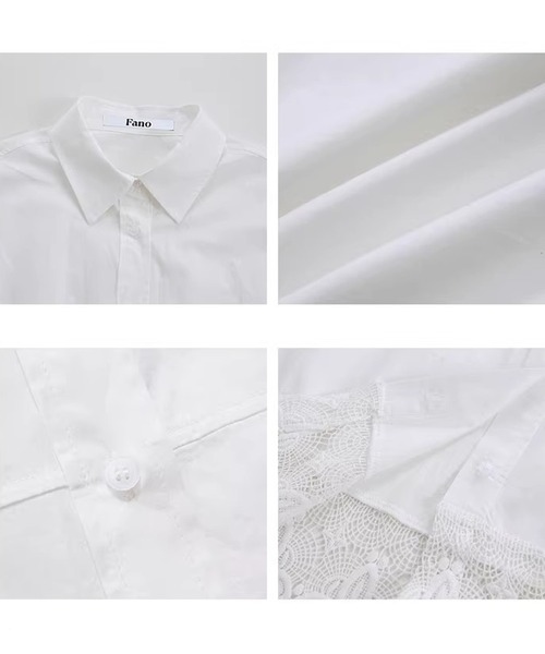 Fano Studios（ファノ ストゥディオズ）の「レースデザイン ドロップショルダー デザインシャツ FX26S136【Fano Studios】【2026SS】（シャツ/ブラウス・レディース・ホワイト・FREE）」の12枚目の写真