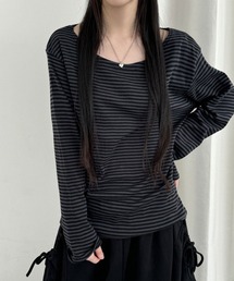 Emilie（エミリー）の「2WAY ボーダーカットソー ロンT（Tシャツ/カットソー）」