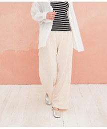 【着回し・肌離れ素材・ウエストゴム】シボ感タックレースパンツ
