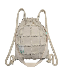 MILK WAVE（ミルクウェーブ）の「グランジスクエアパターンクロスバッグ＆ジムバッグ（ストリングバッグ）[ナチュラルアイボリー]（バックパック/リュック）」