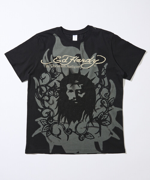 限定展開 Ed Hardy/エドハーディ BLK RHINESTONE-ED HARDY SS TEE（T