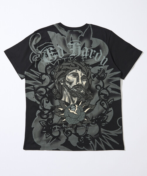 限定展開 Ed Hardy/エドハーディ BLK RHINESTONE-ED HARDY SS TEE（T