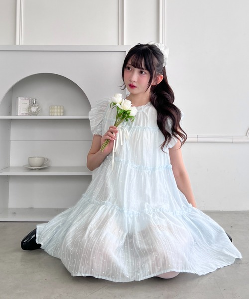 Loueme(ルエム)の「シアードットフェアリーワンピース(ワンピース・レディース・ライトブルー/ホワイト/ライトグリーン/ピンク・FREE)」の15枚目の写真