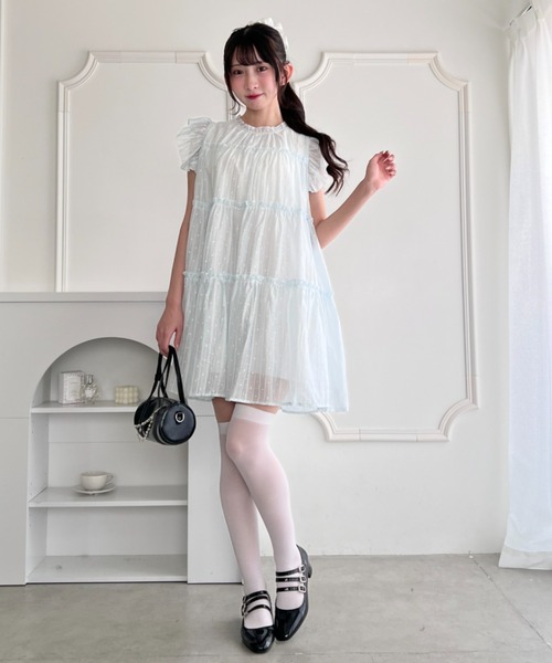 Loueme(ルエム)の「シアードットフェアリーワンピース(ワンピース・レディース・ライトブルー/ホワイト/ライトグリーン/ピンク・FREE)」の11枚目の写真