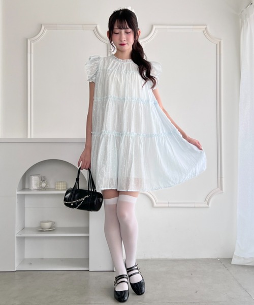 Loueme(ルエム)の「シアードットフェアリーワンピース(ワンピース・レディース・ライトブルー/ホワイト/ライトグリーン/ピンク・FREE)」の6枚目の写真