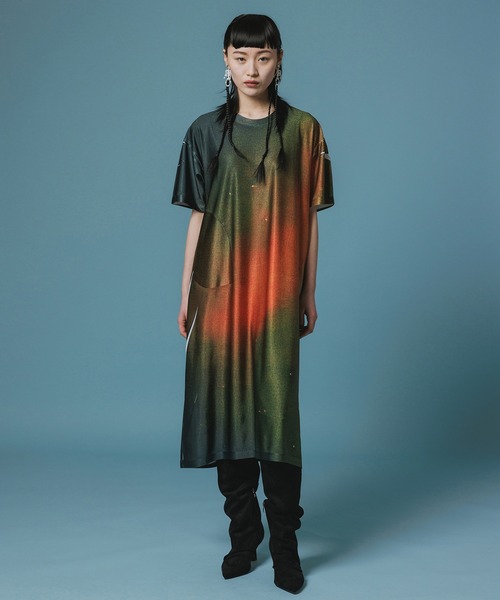 NON TOKYO(ノントーキョー)の「DIRECT PRINT T-OP(ワンピース・レディース・ブルー系/グリーン×オレンジ・1/2)」の3枚目の写真