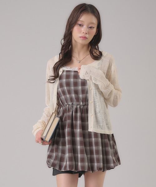 apres jour mignon(アプレジュールミニョン)の「バックレースアップバルーンキャミ(チュニック・レディース・オフホワイト/ブラック系その他/ブラウン系その他/ブルー系その他/ブラック・フリー/LARGE)」の4枚目の写真