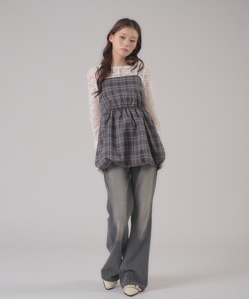 apres jour mignon(アプレジュールミニョン)の「バックレースアップバルーンキャミ(チュニック・レディース・オフホワイト/ブラック系その他/ブラウン系その他/ブルー系その他/ブラック・フリー/LARGE)」の13枚目の写真