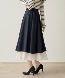 Nohea（ノヘア）の「合皮バックル付 ラッフルシフォン切替 ロングスカート（スカート）」
