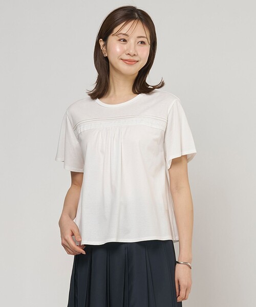 J.PRESS(ジェイプレス)の「【一枚で着映え】ツイスティロ クルーネック カットソー(Tシャツ/カットソー・レディース・ネイビー系/ホワイト系/ベージュ系/ライトグリーン系・MEDIUM/LARGE)」の1枚目の写真