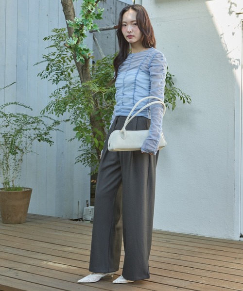 krahe(クレーエ)の「シャーリングシアーメッシュトップス(Tシャツ/カットソー・レディース・グレー/ブルー・FREE)」の22枚目の写真