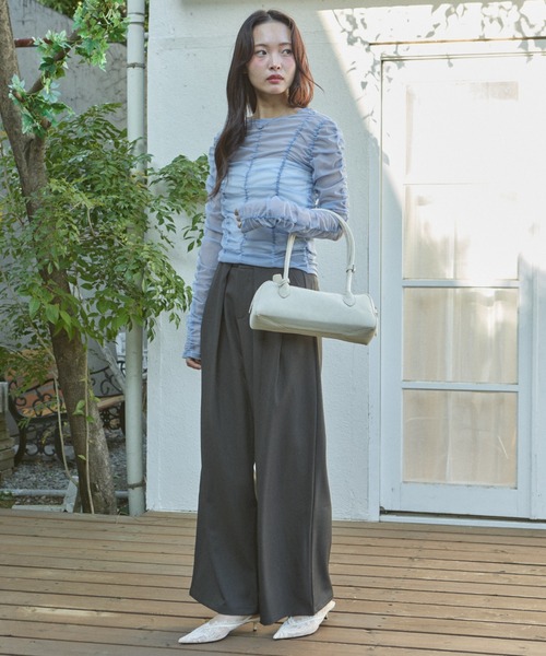 krahe(クレーエ)の「シャーリングシアーメッシュトップス(Tシャツ/カットソー・レディース・グレー/ブルー・FREE)」の21枚目の写真