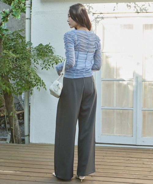 krahe(クレーエ)の「シャーリングシアーメッシュトップス(Tシャツ/カットソー・レディース・グレー/ブルー・FREE)」の20枚目の写真