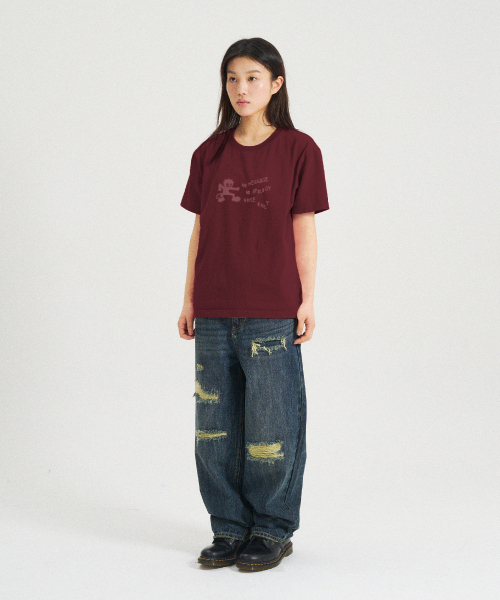 SLOWACID（スローアシッド）の「ウォッシュドRoi 半袖Tシャツ [バーガンディ]（Tシャツ/カットソー・レディース・その他・SMALL/MEDIUM/LARGE/X-LARGE）」の3枚目の写真