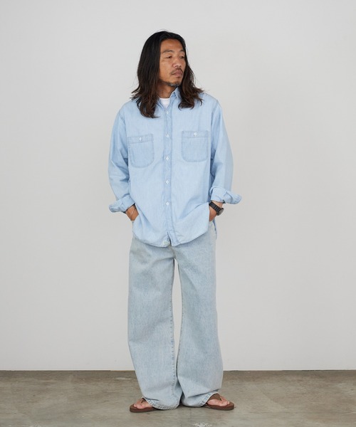 orSlow(オアスロウ)の「orSlow/オアスロウ レギュラーカラー ラウンドヘム シャンブレーシャツ 日本製 2026年春夏(シャツ/ブラウス・メンズ・スカイブルー・2/3/4)」の9枚目の写真
