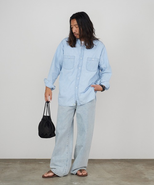 orSlow(オアスロウ)の「orSlow/オアスロウ レギュラーカラー ラウンドヘム シャンブレーシャツ 日本製 2026年春夏(シャツ/ブラウス・メンズ・スカイブルー・2/3/4)」の11枚目の写真