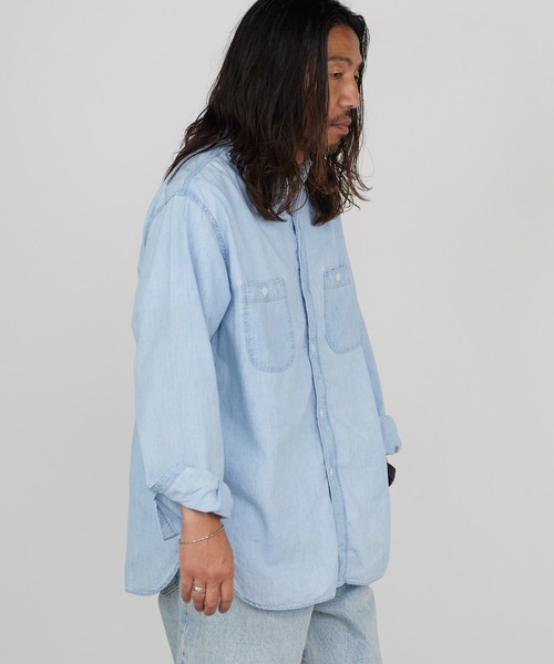 orSlow(オアスロウ)の「orSlow/オアスロウ レギュラーカラー ラウンドヘム シャンブレーシャツ 日本製 2026年春夏(シャツ/ブラウス・メンズ・スカイブルー・2/3/4)」の6枚目の写真