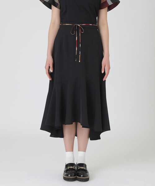 BLUE LABEL CRESTBRIDGE(ブルーレーベルクレストブリッジ)の「ツイルストレッチイレギュラーヘムスカート(スカート・レディース・ベージュ系その他/ブラック・38/36)」の1枚目の写真
