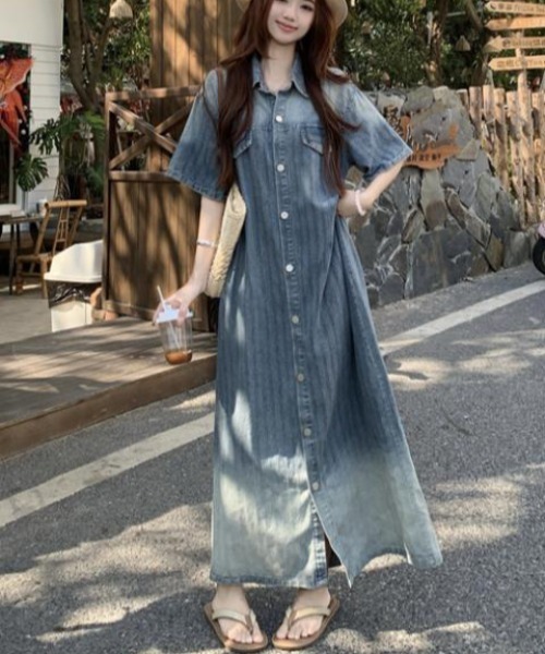 semplice（センプリチェ）の「デニムワンピ【韓国ファッション】（ワンピース・レディース・ブルー・XL/L/M）」の8枚目の写真