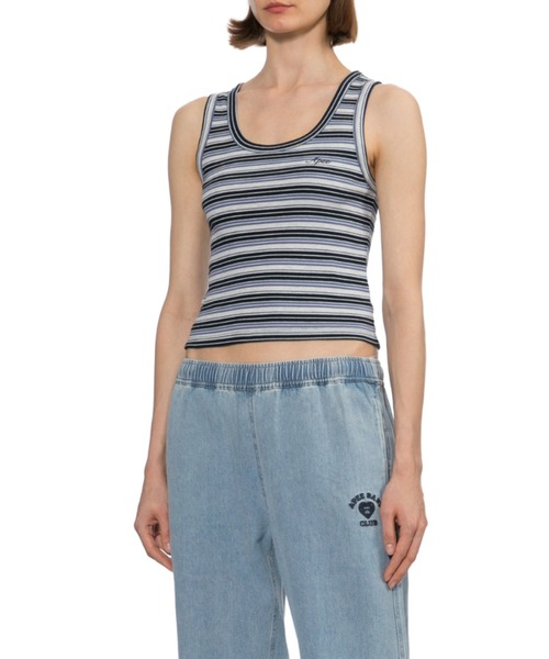A BATHING APE（アベイシングエイプ）の「APEE EMBROIDERY STRIPE TANK TOP #2（タンクトップ・レディース・ブルー・SMALL/X-SMALL）」の3枚目の写真