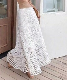 カギ針ニットロングスカート