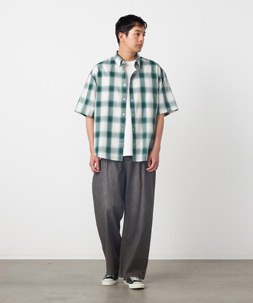 Purple&Yellow(パープルアンドイエロー)の「オンブレーチェックシャツ(シャツ/ブラウス・メンズ・ブラック/グリーン・LARGE/MEDIUM/SMALL)」の3枚目の写真