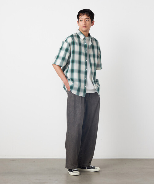 Purple&Yellow(パープルアンドイエロー)の「オンブレーチェックシャツ(シャツ/ブラウス・メンズ・ブラック/グリーン・LARGE/MEDIUM/SMALL)」の4枚目の写真