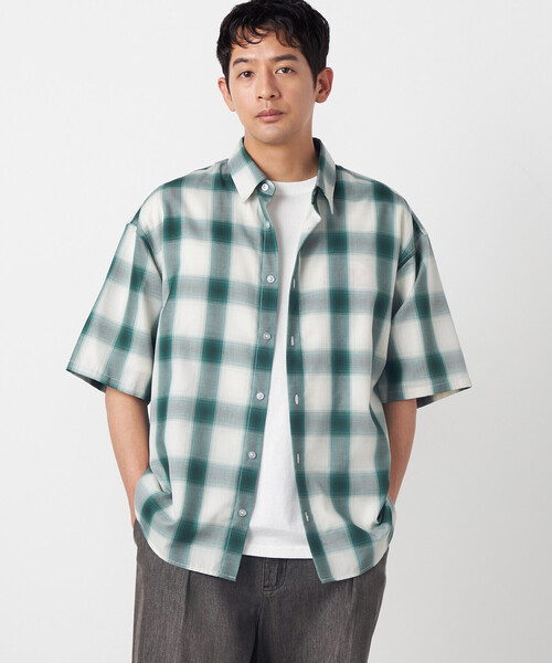 Purple&Yellow(パープルアンドイエロー)の「オンブレーチェックシャツ(シャツ/ブラウス・メンズ・ブラック/グリーン・LARGE/MEDIUM/SMALL)」の6枚目の写真