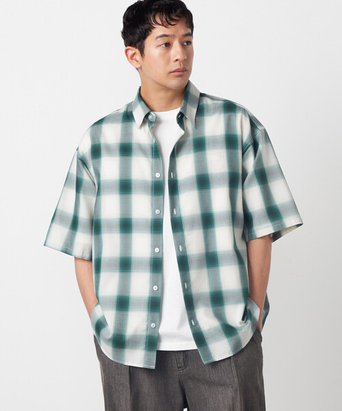 Purple&Yellow(パープルアンドイエロー)の「オンブレーチェックシャツ(シャツ/ブラウス・メンズ・ブラック/グリーン・LARGE/MEDIUM/SMALL)」の7枚目の写真