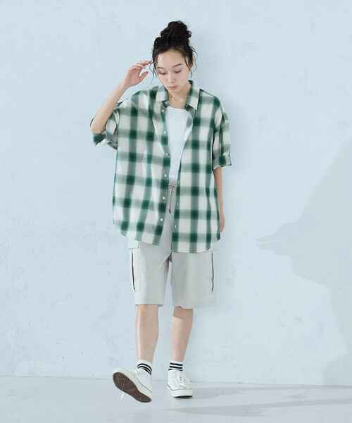 Purple&Yellow(パープルアンドイエロー)の「オンブレーチェックシャツ(シャツ/ブラウス・メンズ・ブラック/グリーン・LARGE/MEDIUM/SMALL)」の9枚目の写真