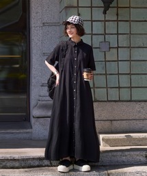 antiqua（アンティカ）の「リネン混 シャツワンピース（シャツワンピース）」