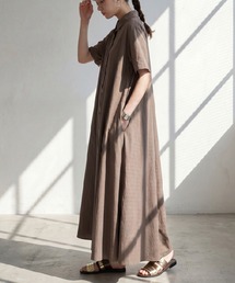 antiqua（アンティカ）の「リネン混 シャツワンピース（シャツワンピース）」